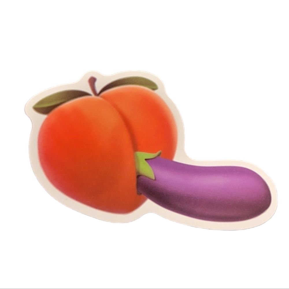 NEW Peach & Eggplant Funny Meme Sticker